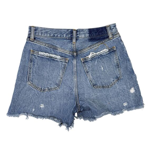 Abercrombie & Fitch Jean Shorts Women’s Size 4 / 21 High Rise Denim 4” Raw Hem - Picture 2 of 9